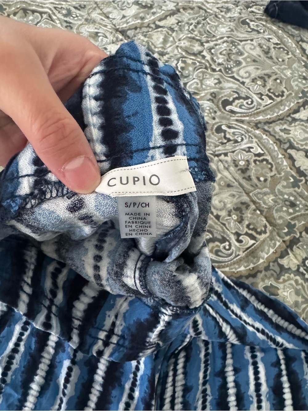 Cupio Blue and White Tie-Dye Wide Leg Pants - Picture 2 of 2